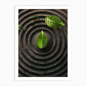 Meditative Circle With Green Leaves Art Print