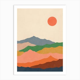 Boho Mountain Minimalist Print Art Print