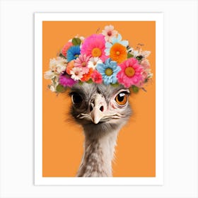 Bird With A Flower Crown Emu 2 Art Print