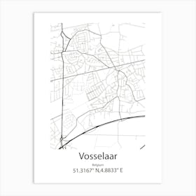 Vosselaar,Belgium Minimalist Map Art Print