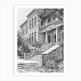 The Bullock Texas State History Museum Austin Texas Black And White Drawing 5 Art Print