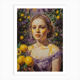 Girl With Lemons Art Print