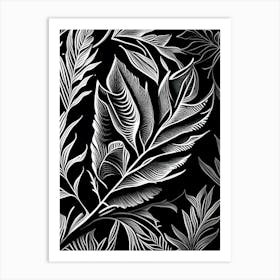 Olive Leaf Linocut 2 Art Print