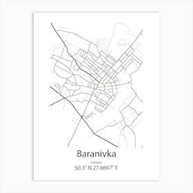 Baranivka,Ukraine Minimalist Map Poster