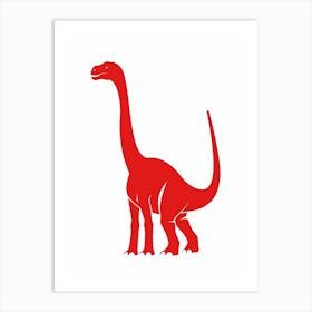 Red Dinosaur Silhouette 2 Art Print