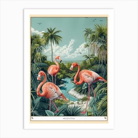 Greater Flamingo Argentina Tropical Illustration 2 Poster Art Print