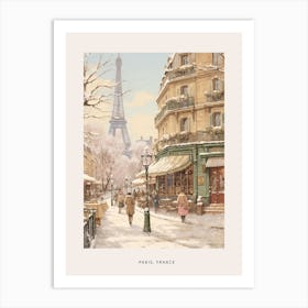 Vintage Winter Poster Paris France 5 Art Print