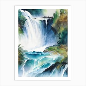 Huka Falls, New Zealand Water Colour  (2) Art Print