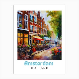 Netherlands Amsterdam, travel poster, wall art print, Amsterdam painting,16 Art Print