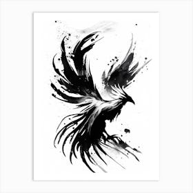 Phoenix Symbol 1 Black And White Painting Art Print