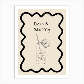 Dark & Stormy Doodle Poster B&W Art Print