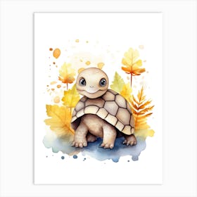 Turtle Watercolour In Autumn Colours 3 Art Print