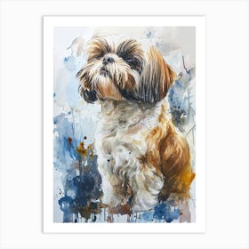 Shih Tzu Watercolor Painting 4 Art Print