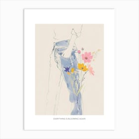 Everything Is Blooming Again Poster Jean Line Art Flowers 4 Art Print