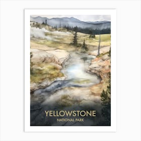 Yellowstone National Park Watercolor Vintage Travel Poster 4 Art Print