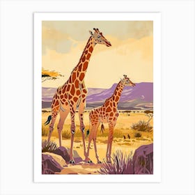 Yellow & Purple Giraffe  2 Art Print
