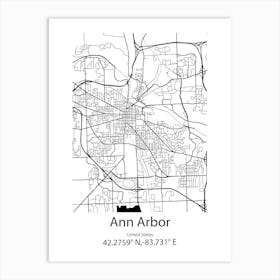 Ann Arbor,United States Minimalist Map Art Print