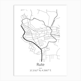 Rute,Spain Minimalist Map Art Print