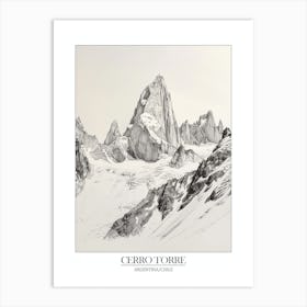 Cerro Torre Argentina Chile Line Drawing 10 Poster Art Print