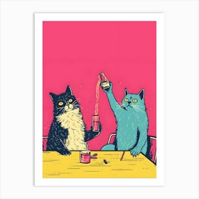 Two Cats Drinking Art Print