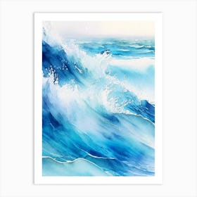 Rushing Water In Deep Blue Sea Water Waterscape Gouache 1 Art Print