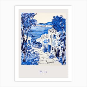 Hvar Croatia 4 Mediterranean Blue Drawing Poster Art Print