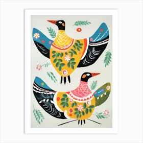 Folk Style Bird Painting Goose 1 Art Print