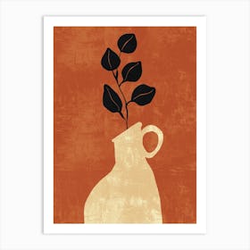 Vase With Leaves 3 Art Print