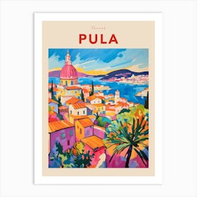 Pula Croatia 3 Fauvist Travel Poster Art Print