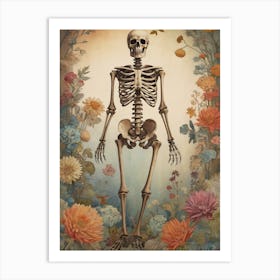 Botanical Skeleton Vintage Painting (16) Art Print