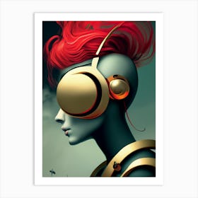 Girl With Headphones 37 Art Print