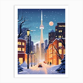 Winter Travel Night Illustration Toronto Canada 1 Art Print