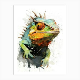 Aesthetic Abstract Watercolor Chameleon Art Print