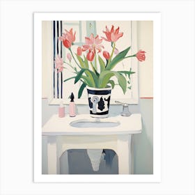Bathroom Vanity Painting With A Tulip Bouquet 4 Art Print