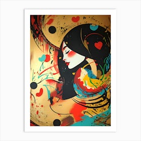 Girl With A Heart Art Print