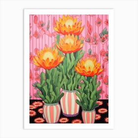 Mexican Style Cactus Illustration Acanthocalycium Cactus 2 Art Print