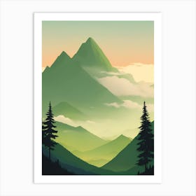 Misty Mountains Vertical Composition In Green Tone 204 Art Print