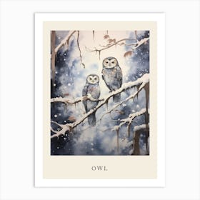 Winter Watercolour Owl 1 Poster Art Print