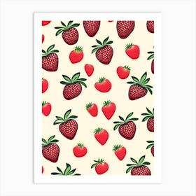 Strawberry Repeat Pattern, Fruit, Marker Art Illustration 3 Art Print
