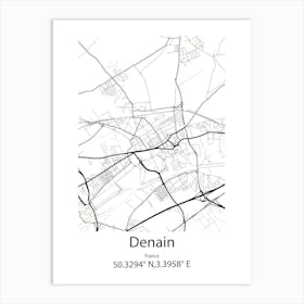 Denain,France Minimalist Map Art Print