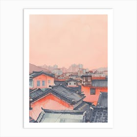 Seoul Rooftops Morning Skyline 1 Art Print