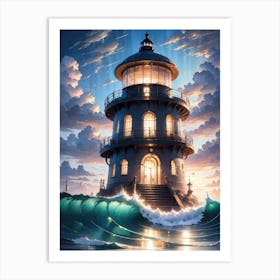 A Lighthouse In The Middle Of The Ocean 72 Art Print