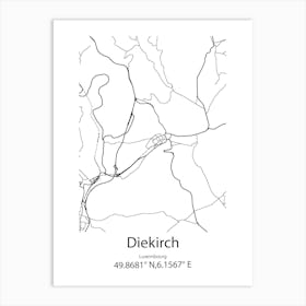 Diekirch,Luxembourg Minimalist Map Art Print