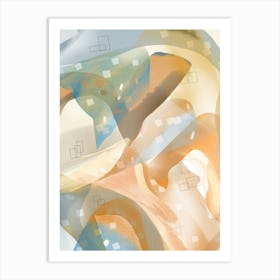 Ancient City Orange and Blue Abstract Painting Art Print