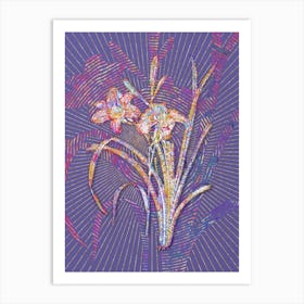 Geometric Orange Day Lily Mosaic Botanical Art on Veri Peri Art Print