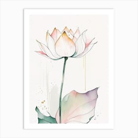 Lotus Flower Petals Minimal Watercolour 3 Art Print