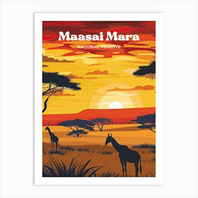 Maasai Mara Kenya Giraffe Digital Travel Art Art Print