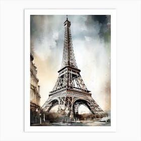 Eiffel Tower Paris France Sketch Drawing Style 2 Art Print