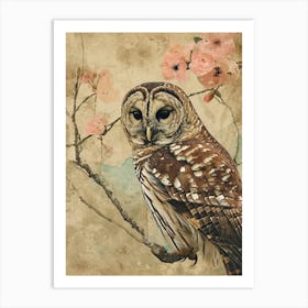 Barred Owl Japanese Painting 2 Art Print