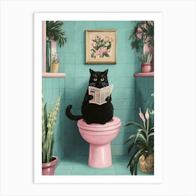 Cat On The Toilet Art Print